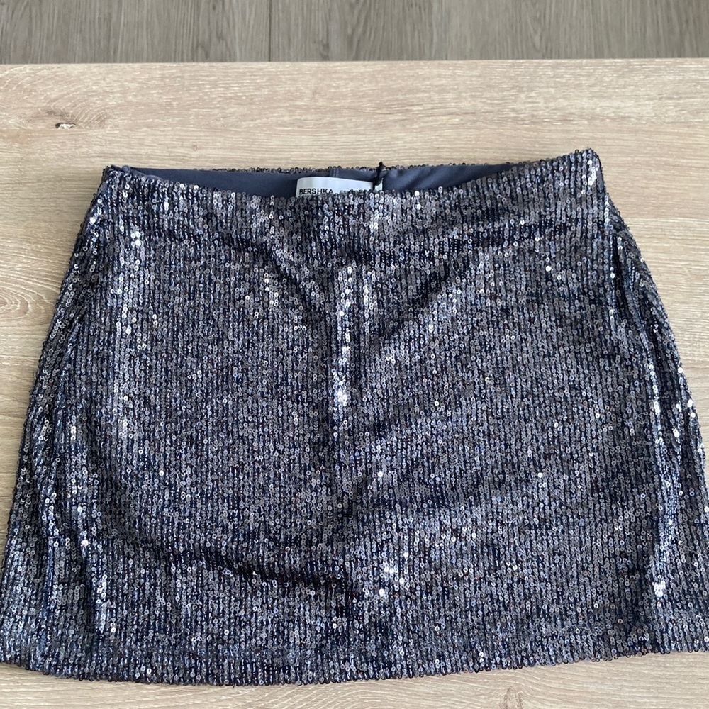 Bershka Glittering Black Mini Skirt